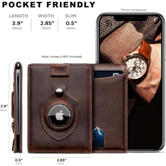 RFID Blocking Slim Bifold Genuine Leather Minimalist Front Pocket Wallets - Picture 4 of 8